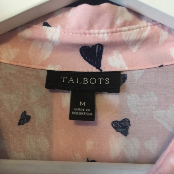 TALBOTS Soft Flowy Lightweight Hearts Button Up - Picture 7 of 8